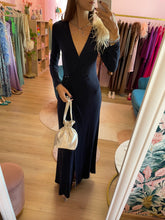 Carica l'immagine nel visualizzatore di Gallery, Abito Blu Notte Piuma Champagne