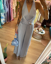 Load image into Gallery viewer, Tuta Maxi Satinata Azzurra