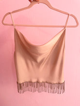 Load image into Gallery viewer, Venus Top Champagne Frangia Strass
