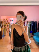 Carica l'immagine nel visualizzatore di Gallery, Venus Top Nero Frangia Strass
