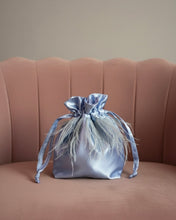Load image into Gallery viewer, Candy Bag Satin and Light Blue Feathers
