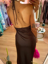 Load image into Gallery viewer, Abito Satin Marrone Pizzo
