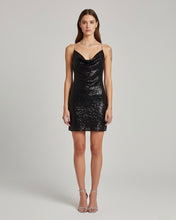 Carica l'immagine nel visualizzatore di Gallery, Abito Venus Paillettes Nero Spalline Strass
