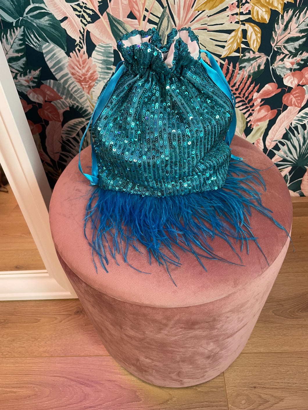 Candy Bag Paillettes e Boa Turchese