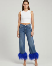 Load image into Gallery viewer, Electric Blue Feather Wide-Leg Jeans
