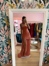 Load image into Gallery viewer, Abito Rosa Pesca Lycra e Georgette
