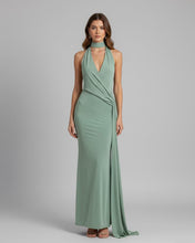 Carica l'immagine nel visualizzatore di Gallery, Abito Maxi Scollo e Drappeggio Verde Acqua
