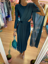Load image into Gallery viewer, Abito Midi Petrolio Drappo Chiffon
