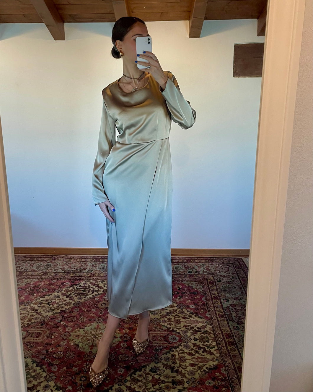 Abito Maxi Satin Champagne