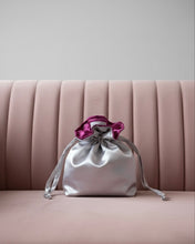 Load image into Gallery viewer, Candy Bag Satin Silver and Mauve
