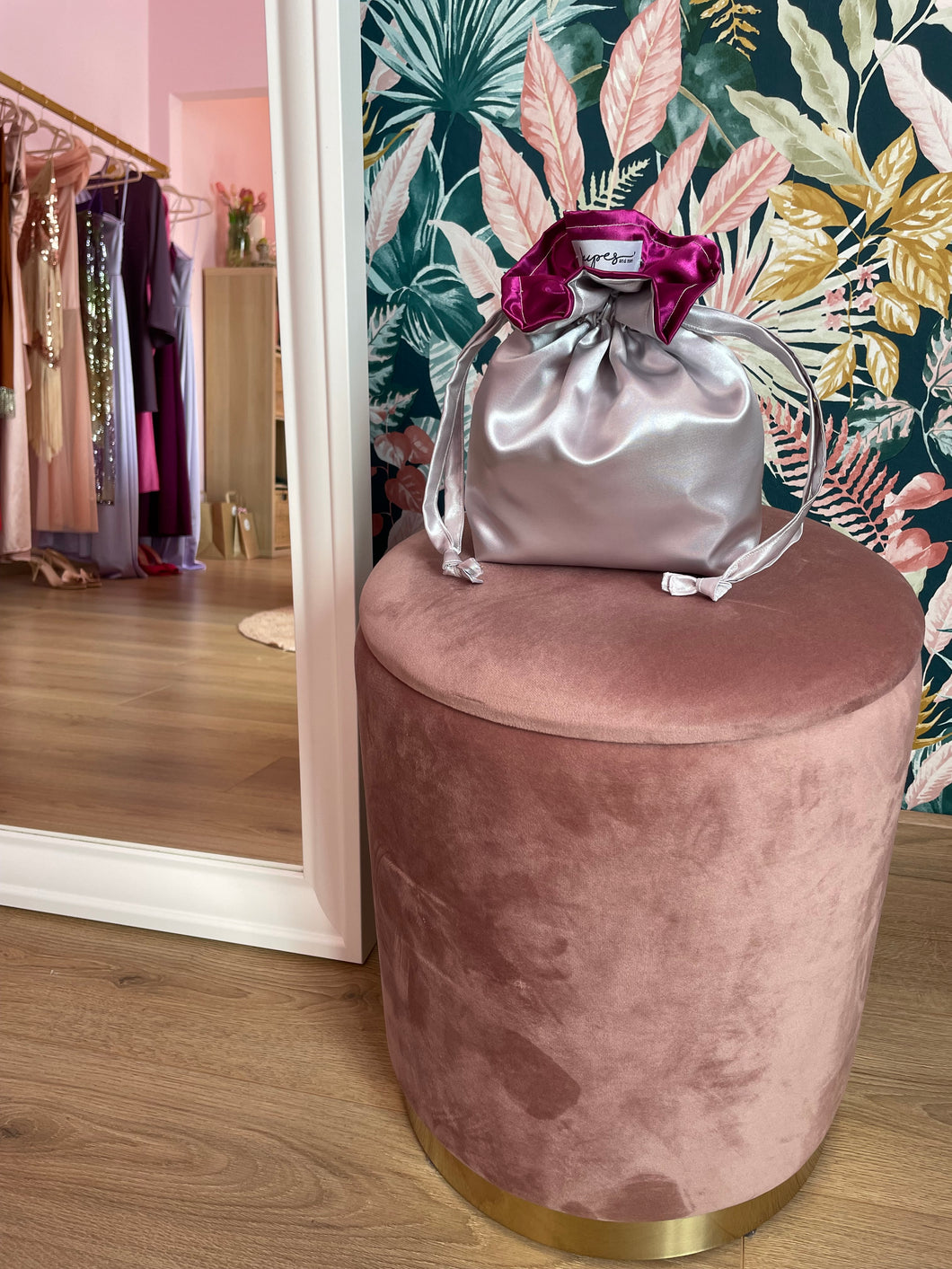 Candy Bag Raso Argento e Malva