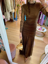 Carica l'immagine nel visualizzatore di Gallery, Abito Tulle Lurex Marrone Filo Dorato
