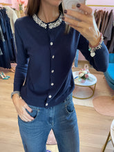 Carica l&#39;immagine nel visualizzatore di Gallery, Cardigan Gioiello Blu Navy
