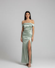 Carica l'immagine nel visualizzatore di Gallery, Abito Bardot Raso Verde Acqua
