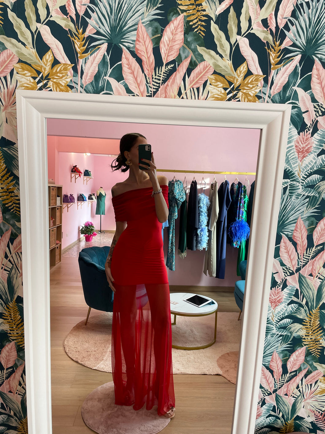 Abito Maxi Tulle Rosso