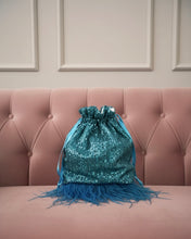 Load image into Gallery viewer, Candy Bag Sequins and Turquoise Boa
