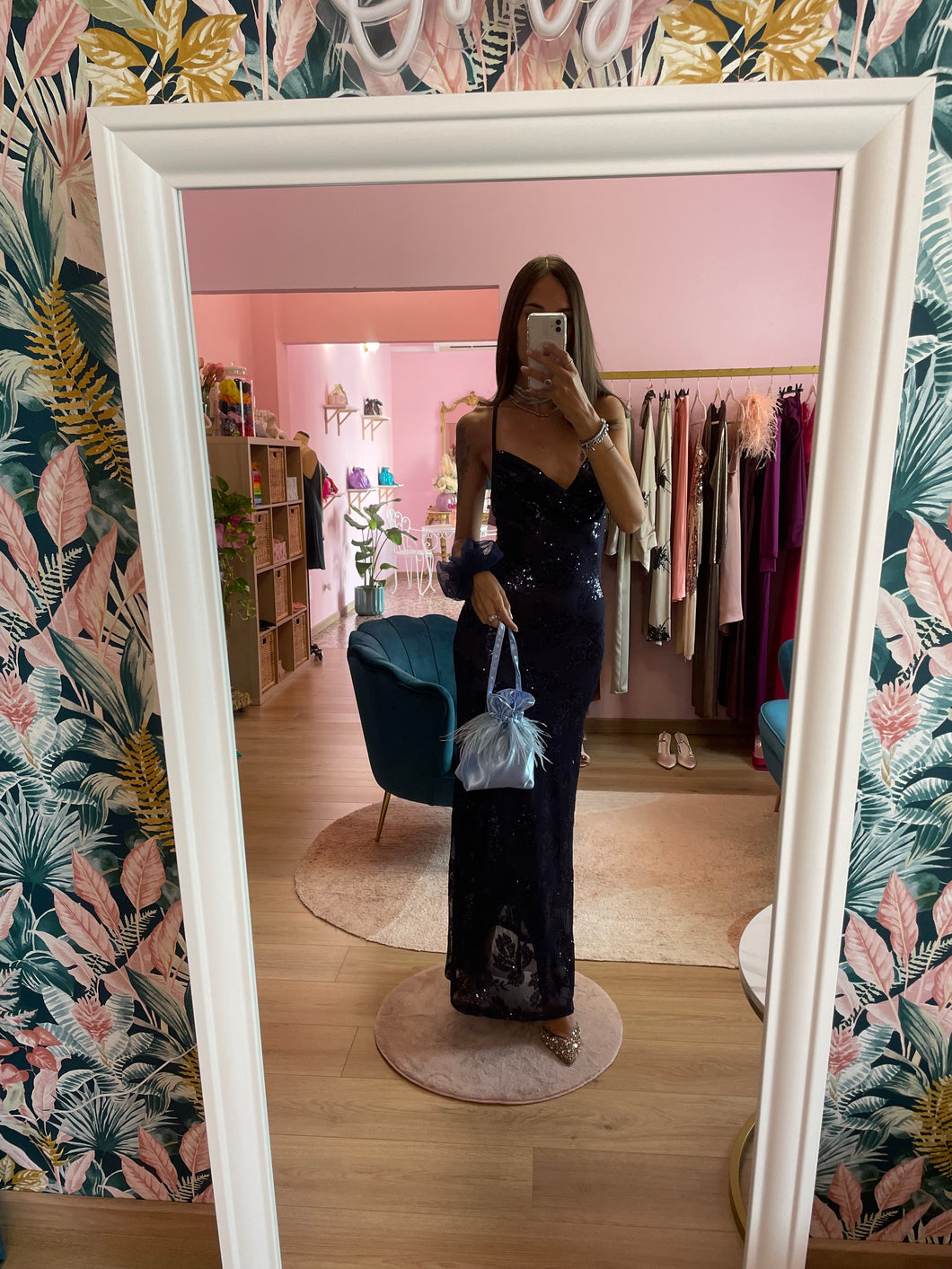 Abito Maxi Blu Notte Paillettes