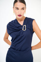 Carica l&#39;immagine nel visualizzatore di Gallery, Tubino Blu Navy Dettaglio Oro
