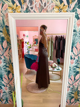 Load image into Gallery viewer, Abito Satin Marrone Pizzo
