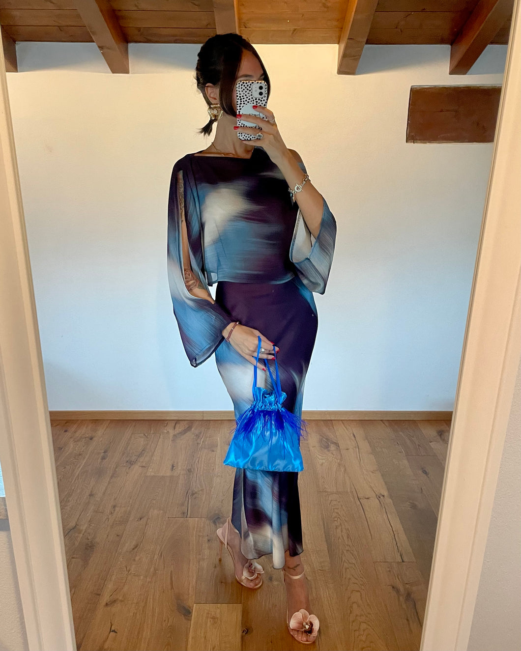 Set Abito Mantella Tie Dye Marrone e Azzurro