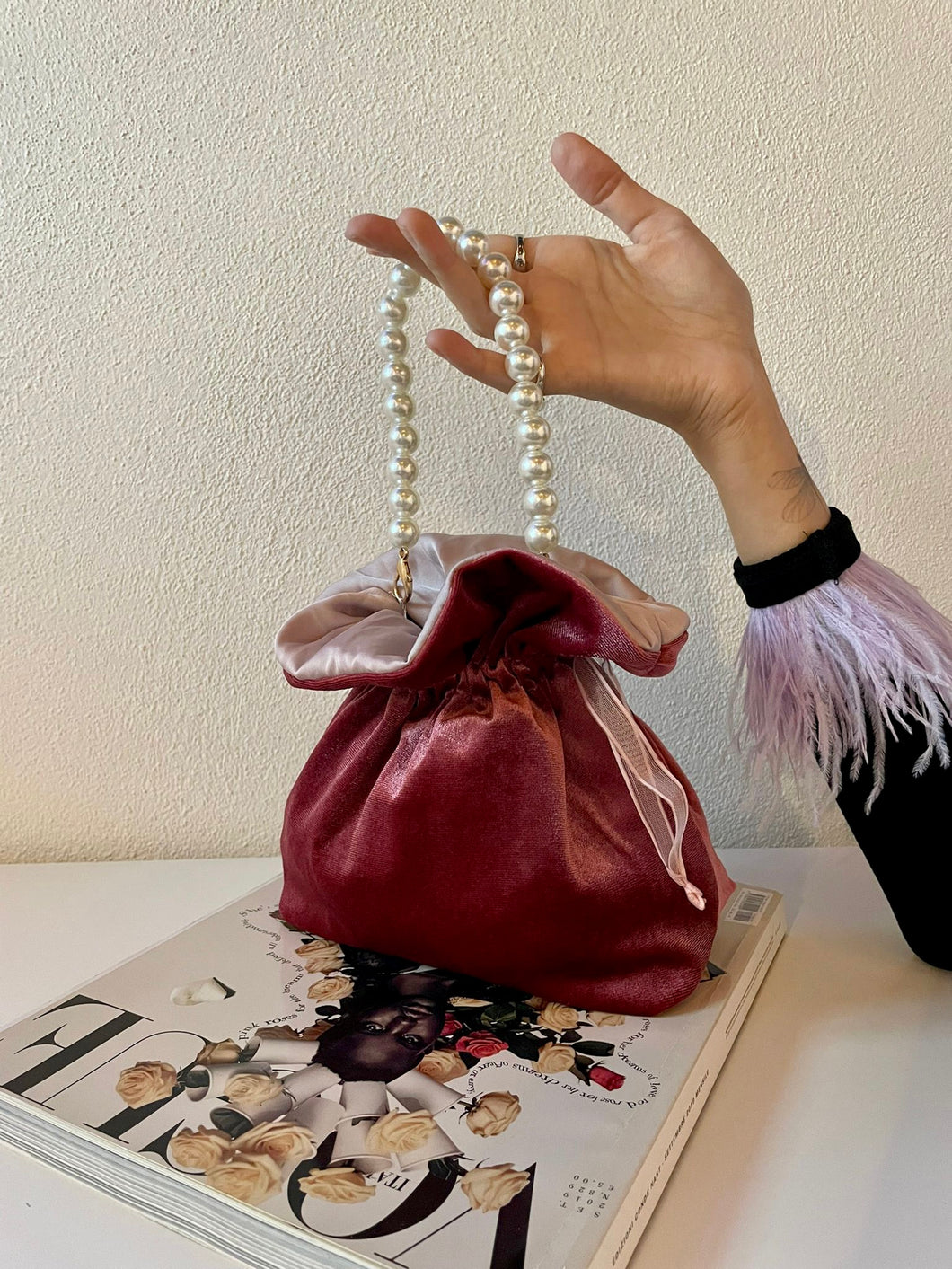 Candy Bag Ciniglia Bordeaux Perle